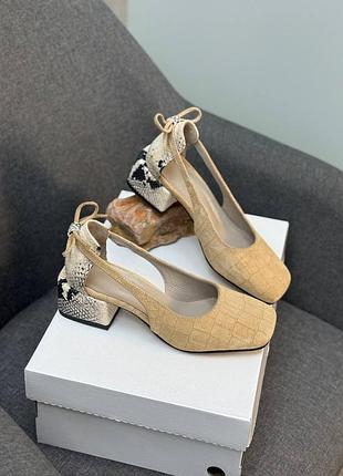 Эксклюзивные женские туфли из натуральной замши и кожи