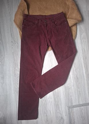 Брюки модные вельветовые 34/32 бургунди