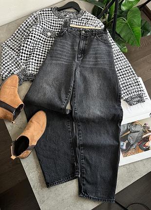 Джинси жіночі мом сірі h&m з високою посадкою