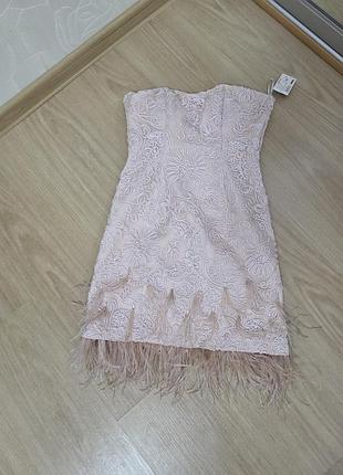 Вечернее коктейльное корсетное платье пудрового цвета размер xs-s