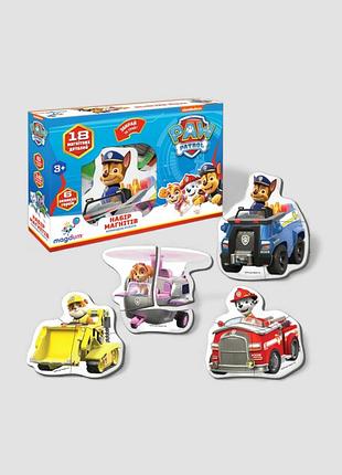 Магніти щенячий патруль paw patrol – набір 18 магнітів magdum teamwork, іграшка для дітей 3+ (ігр1312)