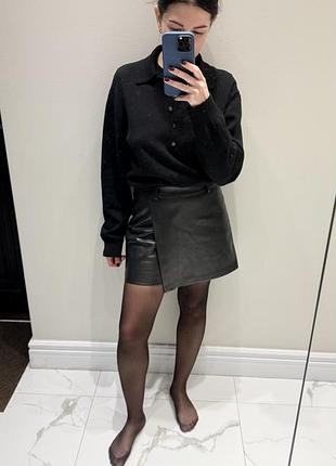 Шорти спідниця із екошкіри