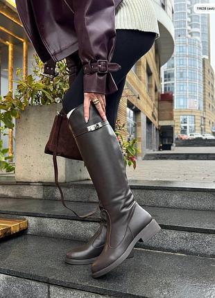 Накладной платеж ❤ евро зима шоколадные натуральные кожаные сапоги ковбойки утепленные мехом