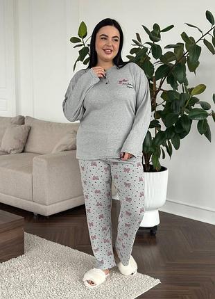 Мʼяка піжама / костюм для дому великого розміру сірого кольору