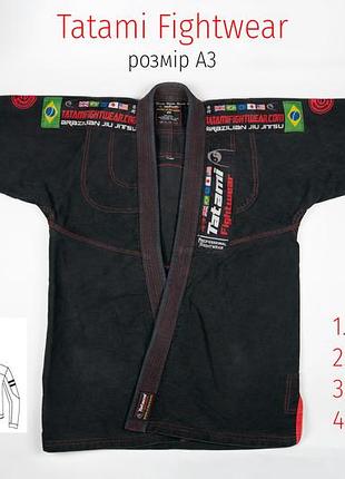 Кімоно tatami fightwear для бразильського джиу-джитсу чорне a3