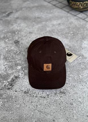 Кепка carhartt темно-коричневая хлопковая мужская женская бейболка кархарт на лето (b)