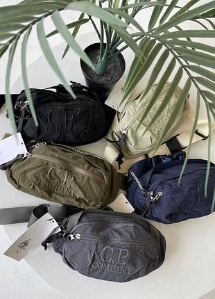 Бананка c.p. company чорна нейлон сумка сі пі компані з вишивкою (b)