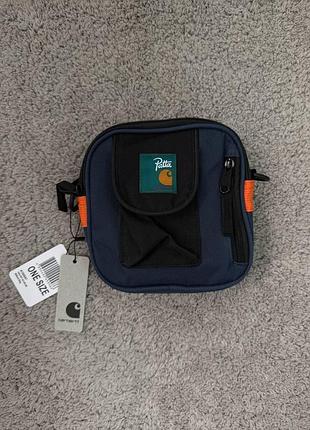 Мессенджер carhartt синий с черным сумка через плечо кархарт водонепроницаемая (b)