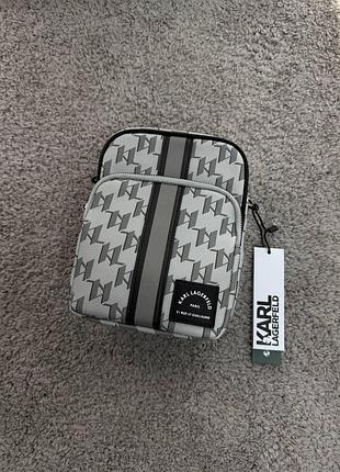 Сумка karl lagerfeld через плечо белая барсетка карл лагерфельд (b)