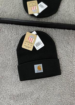 Шапка carhartt черная акриловая кархарт на зиму (b)