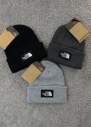 Шапка the north face унисекс зе норд фейс теплая с отворотом (b)