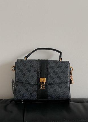 Женская сумка guess ginevra logo серая маленькая гесс с ремешком на плечо (b)