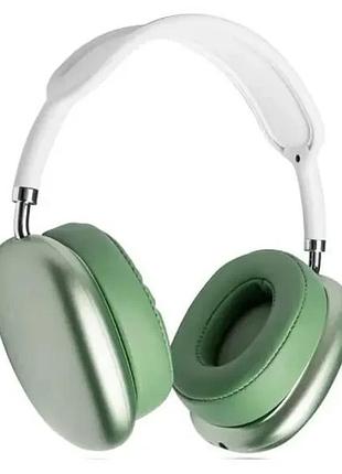 Зеленые беспроводные полноразмерные bluetooth наушники macaron p9 max