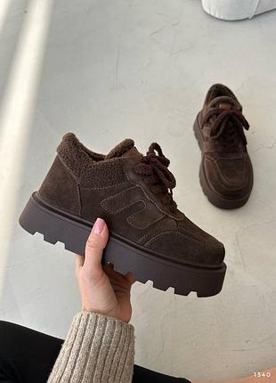 Натуральна замша!❄️зима!❄️стильні зручні черевики/кросівки