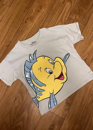 Класнюча нарядна укорочена футболка рибка flounder mermaid disney