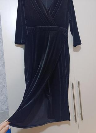 Платье миди бархатное (велюровое) миди на запах 48-50 (l-xl )