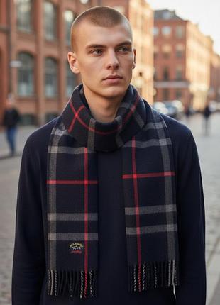 Новий вовняний шарф від преміум - бренду paul & shark чоловічий в клітинку довгий теплий унісекс вовна