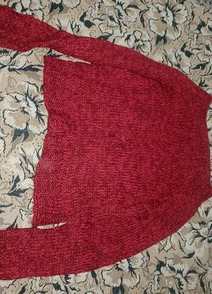 Женский теплый свитер вязаный винного цвета