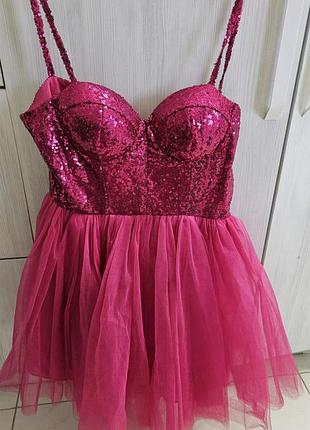 Плаття святкове з пайетками та фатіном