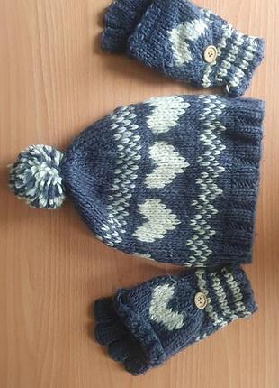 Комплект шапка та рукавиці мітенки аксесорів