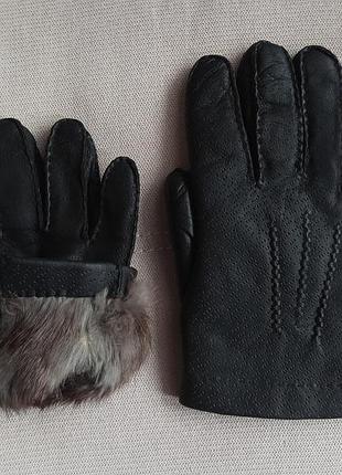 Перчатки натуральная кожа на меху, размер am, состояние идеальное