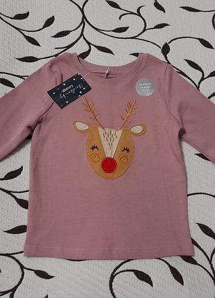 Реглан новогодний 100% хлопок на девочку 1,5-2 лет, фирмы george