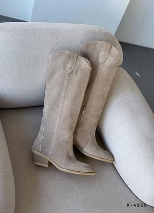 Накладной платеж ❤ итальянская замша натуральные высокие сапоги колбойки казаки на низком каблуке демисезонные и зимние утепленные байкой мехом