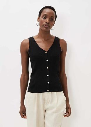 Жилет-топ у рубчик із золотими ґудзиками/ кардиган
