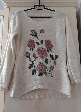 Светр  з принтом   квітів