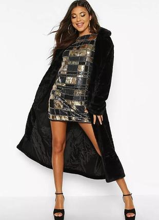 Новое вечернее платье мини boohoo с пайетками с рукавом 3/4