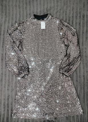 Платье женское классическое базовое, в пайетках, новое