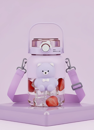 Креативная детская бутылка "медвежонок" 1000 мл. фиолетовая