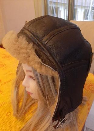Кожаная нат.теплая шапка на цегейке.