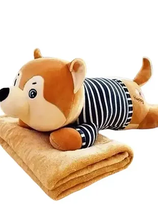 Подушка-игрушка 3в1 хаски матрос с пледом 110*150см, бежевый