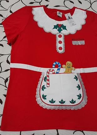 Футболка женская новогодняя 100% хлопок, размер l, фирмы george