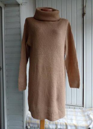 Мягкий вязаный свитер туника платье под горло