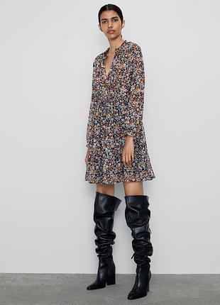 Сукня zara, шифонова, квітковий принт, розмір s (може підійти на m)