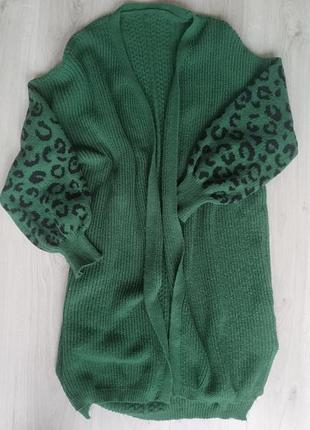 Кардиган накидка женская зеленого цвета оверсайз m l xl shein 46 48 50