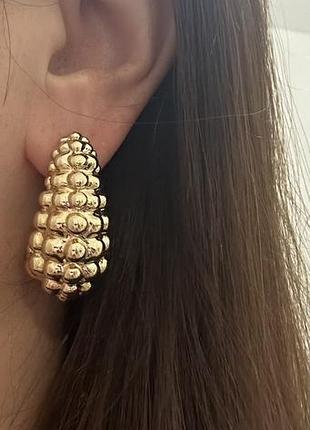 ❤️золотистые стильные серьги
