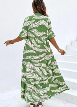 Жіноче довге плаття хл знлене плаття оверсайз плаття з листям