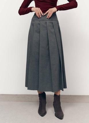Юбка миди шерсть костюмная теплая юбка