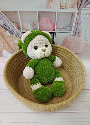 Вязаный мишка, мишка в пижамке, мягкая игрушка, himalaya