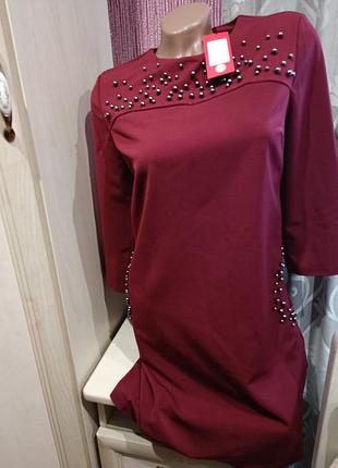 Платье женское бордовое