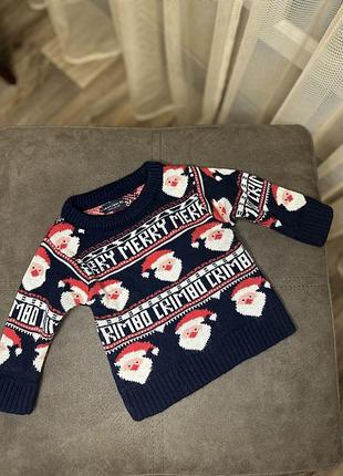 Свитер на мальчика 3-6 месяцев новогодний