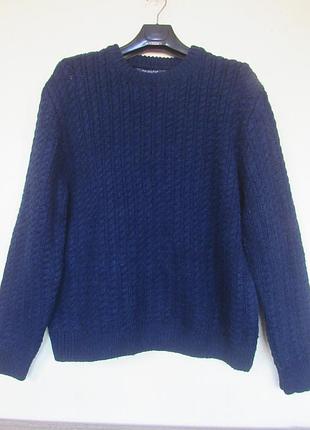 Плотный синий свитер пуловер в мелкие косы от primark