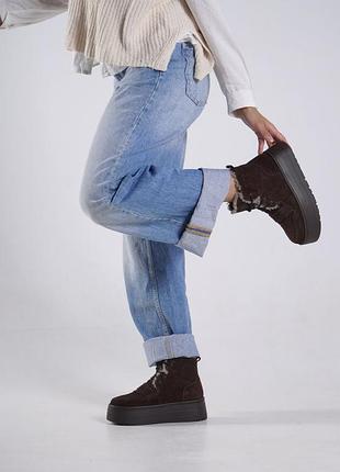 Зимние женские ботинки анатомические из натуральной замши