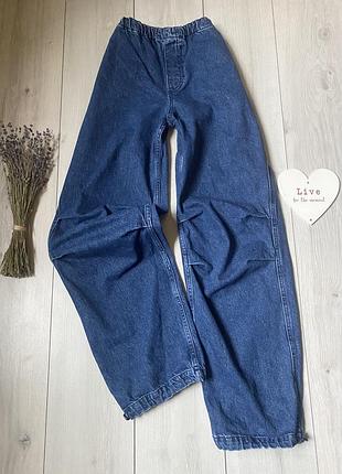 Джинсы вільні сині bershka з високою посадкою балони барель баггі