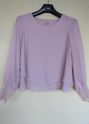 Красивая двойная свободная кремовая блуза с кружевом от papaya