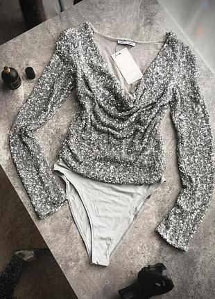 Боді жіноче у паєтку zara
