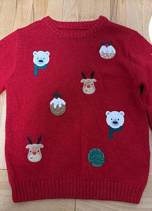 Светр в новорічний принт на 5-6 років